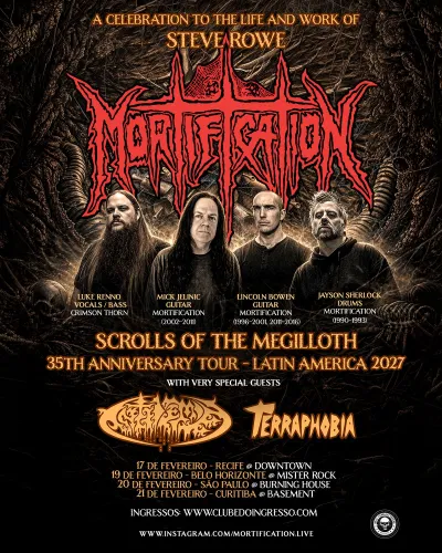 Mortification no Brasil: Turnê Histórica de Retorno e 35 Anos de 'Scrolls of the Megilloth' + Antidemon e Terraphobia